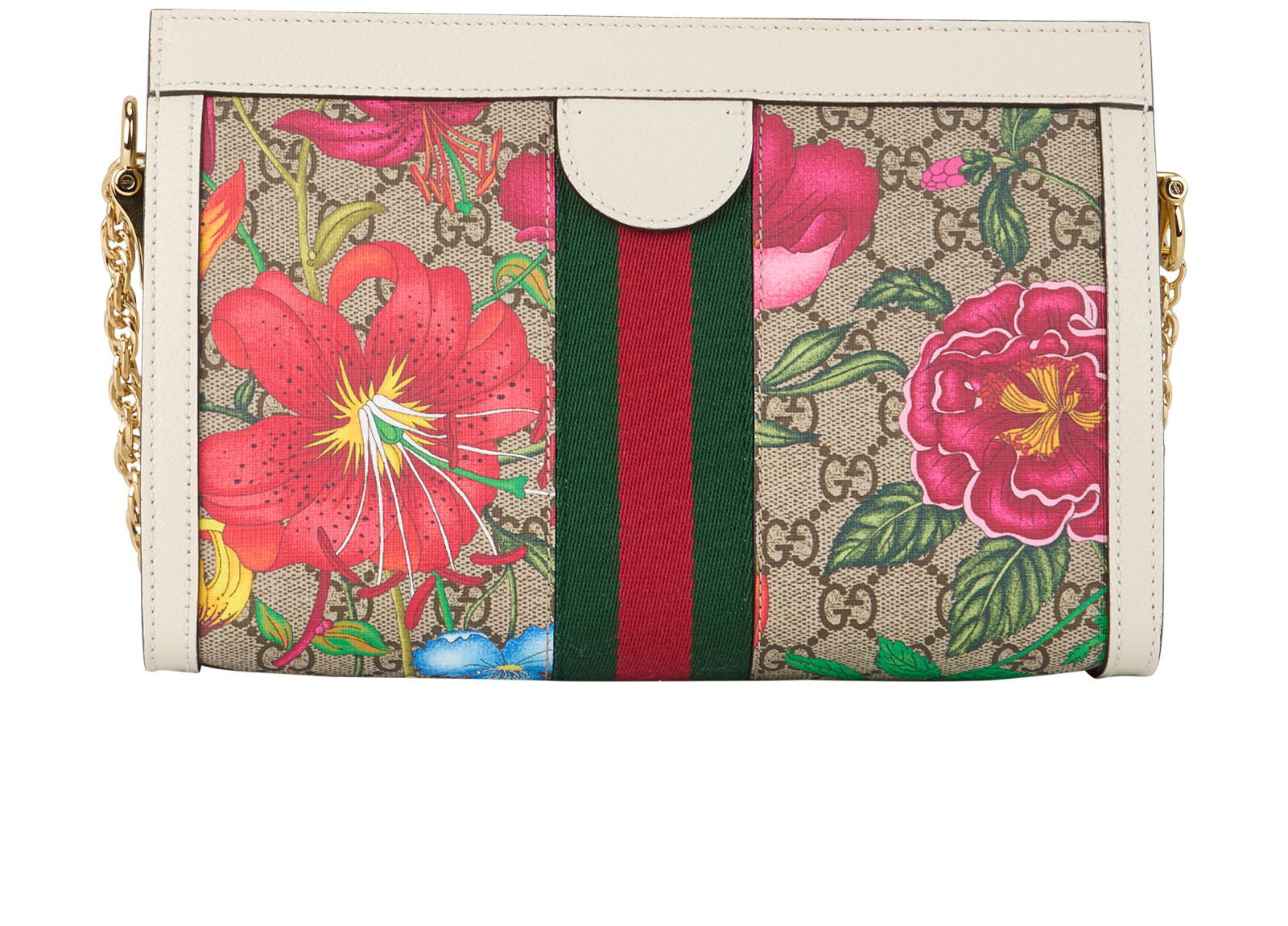 Ophidia Floral, &pound;780, Handbags, Beige/White, Canvas/Leather, Back view